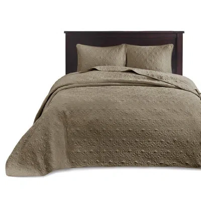 Hanni Reversible Bedspread - For A Cozy Bedroom Oversized With Cotton Filling Includes 2 Shams Machine Was In Mocha