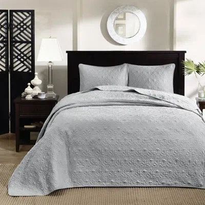 Hanni Reversible Bedspread Grey Queen - Wonderful Quilting Pattern Oversized For Excellent Suspension Pre- In Gray