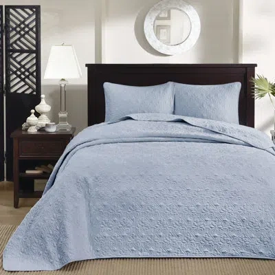 Hanni Reversible Bedspread In Blue Queen - Pattern For Luxury Oversized Ideal Drape Pre-washed Cotton Fill