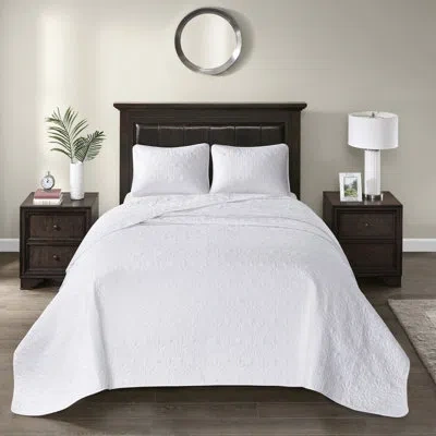 Hanni Reversible Bedspread - White Color, Cotton Filled Comfort, Pattern Adds Elegance, Easy To Maintain B