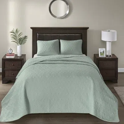 Hanni Reversible Queen-size Bedspread - Prewashed Cotton Filling For A Comfortable Rest, Quilting Stunning In Green