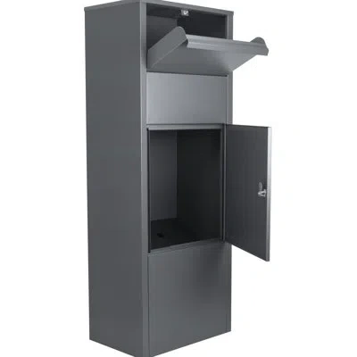 Hanni Secure Locking Parcel Box - Gray Steel For Porch, 13"x6" Slot, 10.5"x15.4"x41.5", 34 Lb, Quick And E In 10.55