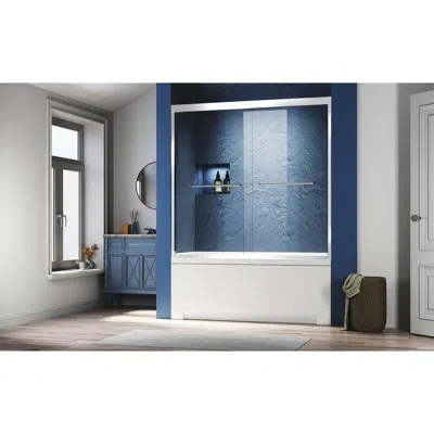 Hanni Semi - Double Sliding Glass Tub Door 56 60 In. W X 62 H, Thick Clear Tempered Glass, 304 Stainless S