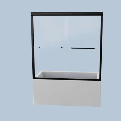 Hanni Semi- Tub Door, 6mm Tempered Glass, Matte Black, Modern Design Bathroom Stable Performance