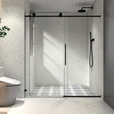Hanni Shower Door 6076 - One Fixed And Shifted, 70mm 304 Stainless Steel Pulleys, , Nano Easy Clean, -proo In Brushed Nickel