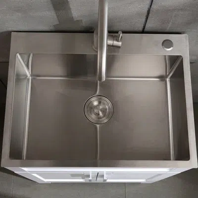 Hanni Silver Brushed 24in Stainless Steel Sink With Faucet And Drain - 1.5gpm Bubbler For Daily Use & In Brown