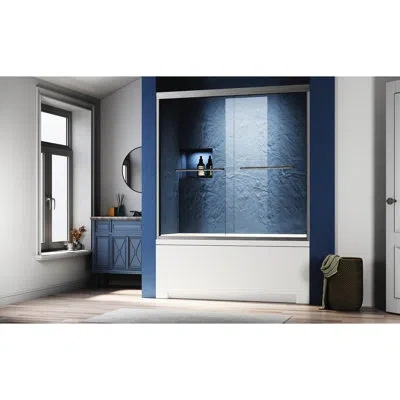 Hanni Sliding Glass Tub Door 56 - 60 In. W. Brushed Nickel Semi-. Clear Tempered Glass. 304 Stainless Stee