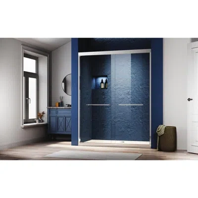 Hanni Sliding Shower Glass Door 50 - 54 W, Adjustable Semi , Thick Clear Tempered Glass, 304 Stainless Ste