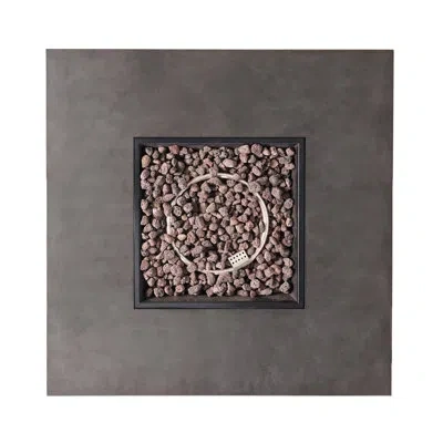 Hanni Square 50,000 Iron Fireplace, Modern Design, 38.29"x38.29"x13.48", No Assembly Needed, Stone Gray, P In Multi