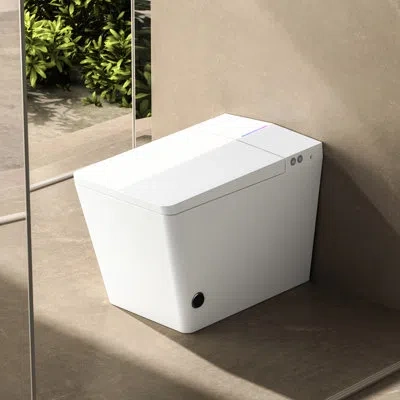 Hanni Square Smart Toilet With Inserted Tank - Remote Operated, Auto Flush, Heated Seat, Led Screen, User  In Silver