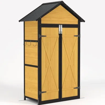 Hanni Storage Cabinet, Foldable Table, Removable Shelves, For Garden Tools Outdoor Shed, Workbench, Long-l In Brown