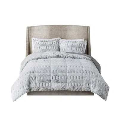 Hanni Stylish Faux Fur Comforter, Soft And Warm, Fur, Breathable In Gray