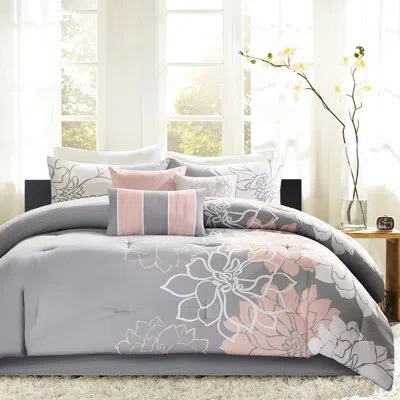 Hanni Taupe Grey/purple Twin/twin Xl Comforter With Ornate Bedding Printed Cotton & Woven In Peach