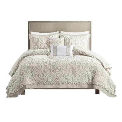 Hanni Taupe King Comforter , 100% Cotton With Alluring Chenille Embroidery & 2 Shams Size In Taupe, Artist