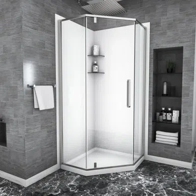 Hanni Tempered Glass Bathroom Shower Enclosure, 34-1/8" X 72", , Semi- Shower, Luxury In Brushed Nickel
