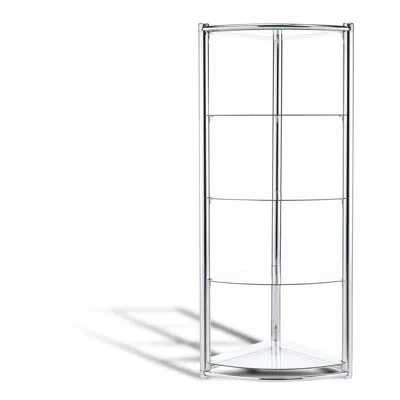 Hanni Tempered Glass Frame Triangle Display Shelf, 5 Shelves For Primary Living Areas, Contemporary Aesthe In Silver+clear