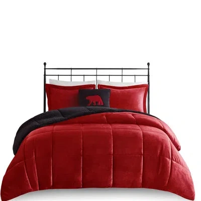 Hanni To Comforter - Red+black, Fill, 102"w X 86"l Comforter, 3" Overlap Back Sham, Decorative Pillow, Red
