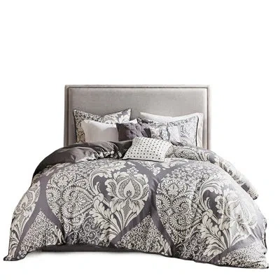Hanni Transitional Bedroom With Contrasted Design And Button Closure Full/queen Printed Solid Color Revers In Multicolor