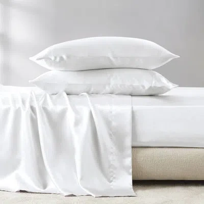 Hanni Twin 4 Pcs Luxury Satin White Sheet - Wrinkle , , Soft And Shiny Finish, Fits 16" Mattresses, Includ