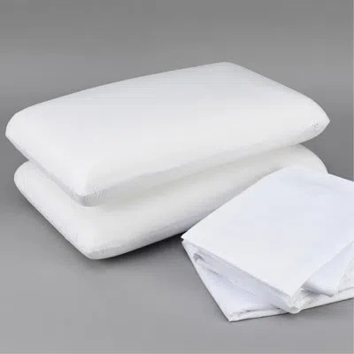 Hanni Twin Bedding Bundle For Cooling - Memory Foam Pillow, Sheet , Mattress Protector. Cool Dual Action M In White