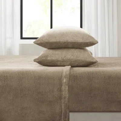 Hanni Twin Sheet Of 3 Pieces In Taupe - 100% Construction, Ultra Soft And Cozy, Flat Fitted Sheets With Pi