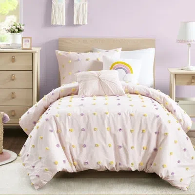 Hanni Twin/twin Xl Pink Cotton Comforter With Filling, - , Includes Shams And Decor Pillows , Pink, Filled