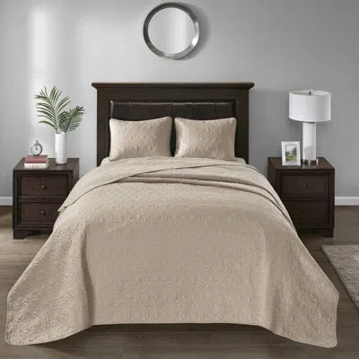 Hanni Twin/twin Xl Reversible Quilt In Khaki - Cotton Fill Classic Stitch Pattern For A Timeless Bedroom D In Neutral