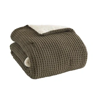 Hanni Waffle Knit Chenille Comforter Full/queen - Reversible Elegant Bedding Option Fill And Cozy Reverse  In Brown