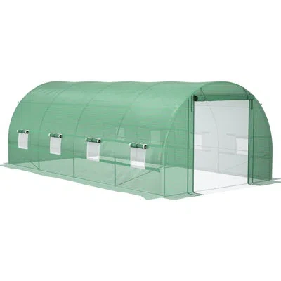 Hanni Walk-in Greenhouse 19'x10'x7', Galvanized Steel Structure With Zipper Entrance & 8 Mesh Vent Panels,