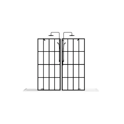 Hanni Walk-in Shower Door 34x72", Black, Tempered Glass, Firm Installation Kit 34x72 Door, Black Painted F
