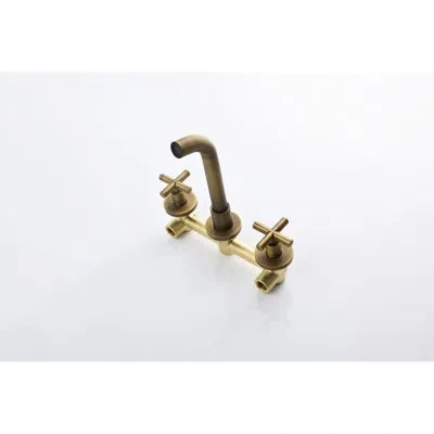 Hanni Wall Mount Faucet For Bathroom Sink - Easy Water Control, Pop-up Drain, Two Cross Handles, Bronze Fi