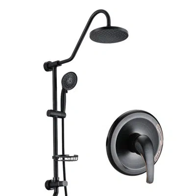 Hanni Wall Mounted Shower Appliance With Diverter Valve & Handheld - Convenient Switch Stainless Steel Adj In Black