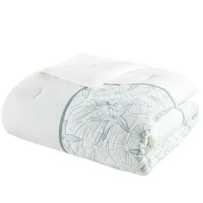 Hanni White Comforter For King - 100% Cotton, Sand Dollar Embroidery, Filled, Oversized And Comfortable Co