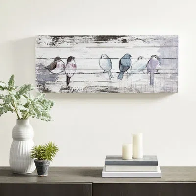 Hanni Wood Plank Panel Decor, Hand Painted In Grey & White, 30"w X 12"h 1.5"d, Rustic Loftiness, Summers 1