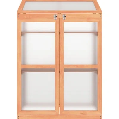 Hanni Wooden Greenhouse Cabinet, 30"x24"x44", Solid Wood, 2 Slatted Shelves, Openable Top For Balcony And  In Natural Wood
