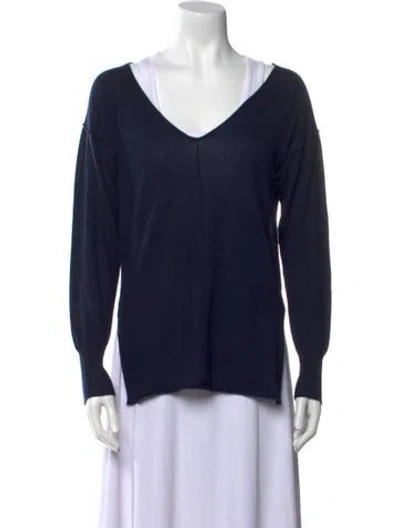Pre-owned Hannoh Wessel Cashmere V-neck Sweater In Blue
