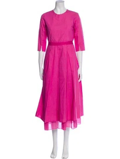 Pre-owned Hannoh Wessel Crew Neck Long Dress In Pink