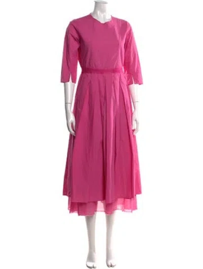 Pre-owned Hannoh Wessel Crew Neck Long Dress In Pink