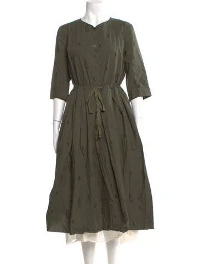 Pre-owned Hannoh Wessel Crew Neck Long Dress W/ Tags In Green