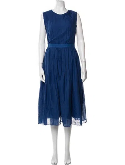 Pre-owned Hannoh Wessel Crew Neck Midi Length Dress In Blue