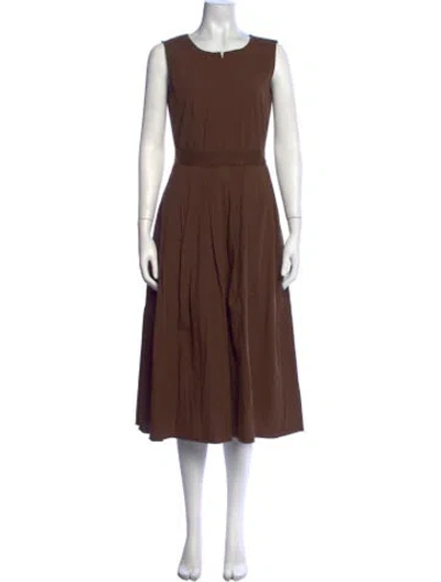 Pre-owned Hannoh Wessel Crew Neck Midi Length Dress In Brown