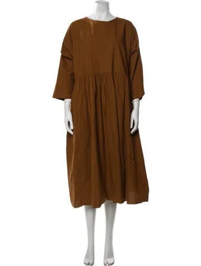 Pre-owned Hannoh Wessel Crew Neck Midi Length Dress In Brown