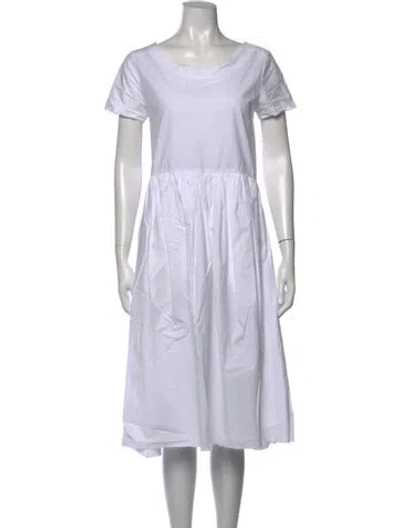 Pre-owned Hannoh Wessel Crew Neck Midi Length Dress In White