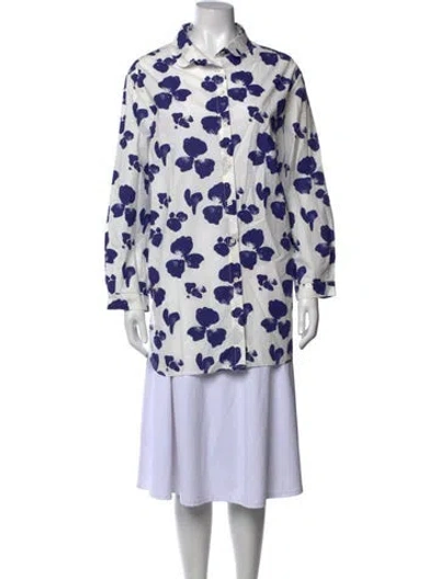 Pre-owned Hannoh Wessel Floral Print Long Sleeve Blouse In Multicolor