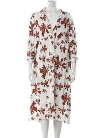 Pre-owned Hannoh Wessel Floral Print Midi Length Dress W/ Tags In Multi