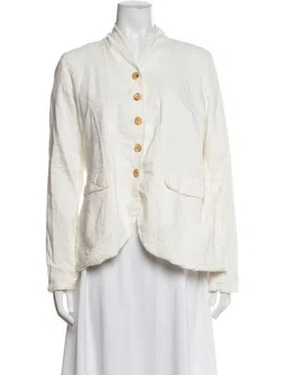 Pre-owned Hannoh Wessel Linen Blazer In White