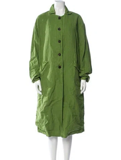 Pre-owned Hannoh Wessel Linen Coat In Green