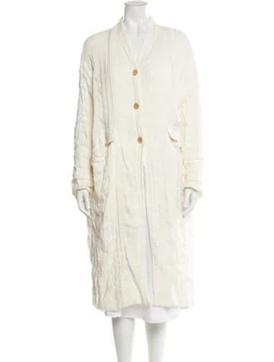 Pre-owned Hannoh Wessel Linen Faux Fur Coat In White