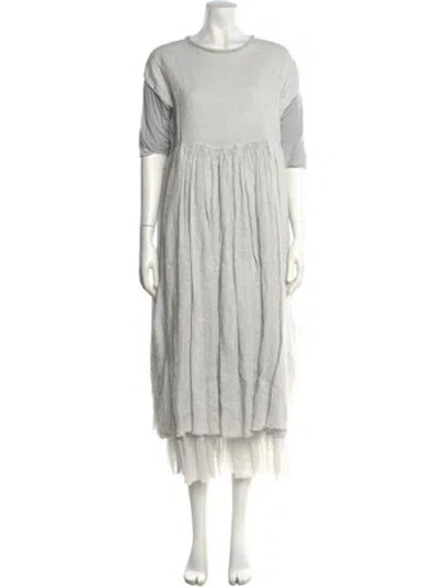 Pre-owned Hannoh Wessel Linen Long Dress In Gray