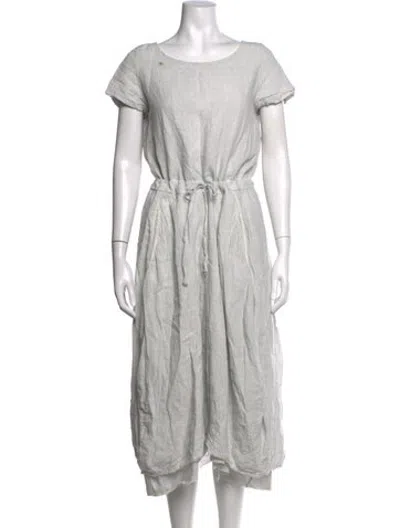 Pre-owned Hannoh Wessel Linen Long Dress In Grey